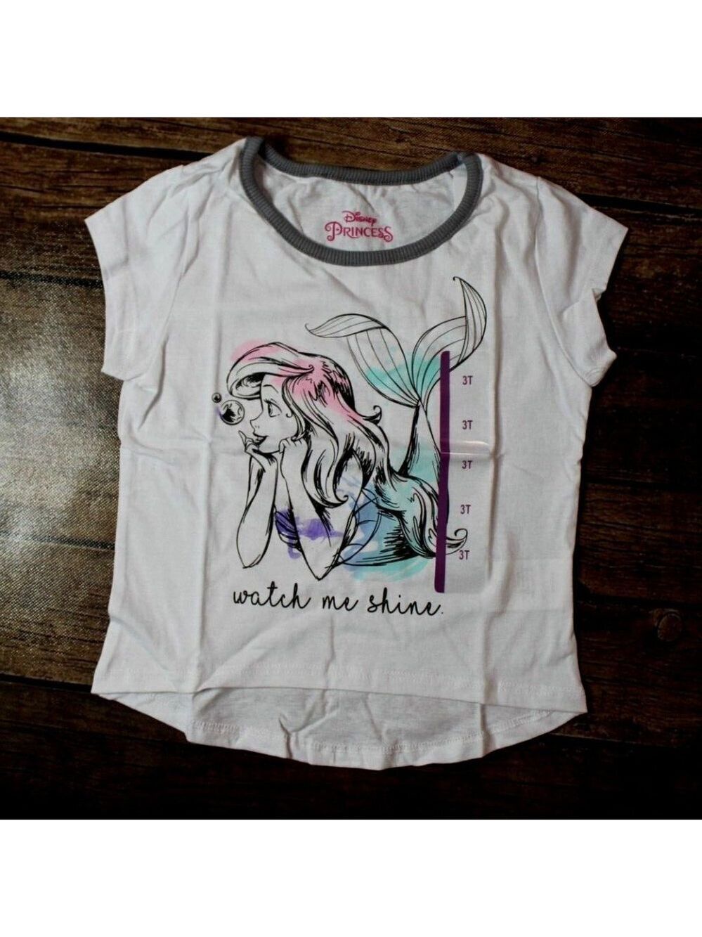 Disney Princess Ariel Toddler Girls White Watch Me Shine  NWT 3T